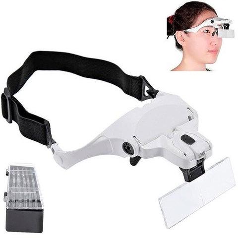 Бинокулярные очки-лупа 1.5-3.5X с LED подсветкой Eyeglasses bracket [5 линз] - фото 1 - id-p63522255