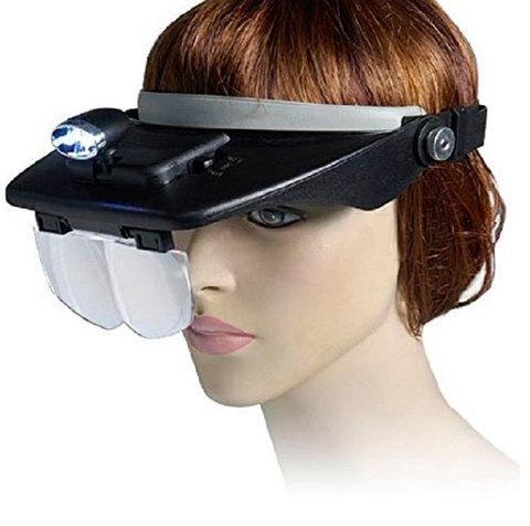 Бинокулярные очки-лупа с комплектом линз и фонариком Light Head Magnifying Glass