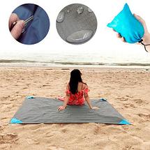 Коврик карманный для пикника или пляжа Beach Mat в чехле (2 местный / Темно-серый), фото 2