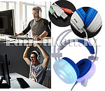 Игровая головная гарнитура наушники с микрофоном с LED подсветкой, эффект трещин, USB H6 белые
