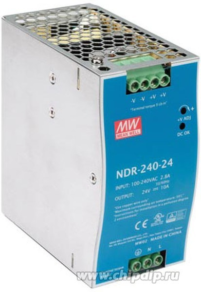 Блок питания на рейку. Блок питания NDR-240-24. . Блок питания mean well NDR-240-24 (. Блок питания NDR-240-24 240 В.А. NDR-240-24, блок питания, 24в,10а,240вт.