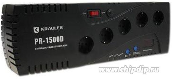 Схема стабилизатора напряжения krauler VR-PR1500D, Стабилизатор напряжения релейный, 220В, 1500ВА/900Вт (id 63539748)