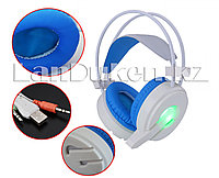 Игровая головная гарнитура наушники с микрофоном с LED подсветкой USB H6 белые