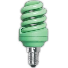 Лампа КЛЛ энергосберегающая 12Вт E14 Spiral Color Green, спираль зеленая 95х43 ECOLA