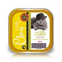 CLAN консервы для кошек Паштет с телятиной и индейкой 100г