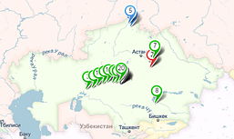 Карта - портфолио некоторых объектов выполненных ТОО "Связь Плюс" и "Дигикомм-Казахстан" начиная с 1998г.