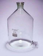 Склянка с тубусом под дистиллированную воду (20 л), тубус-шлиф 29/32, пришлифованная пробка 60/46 (Pyrex)